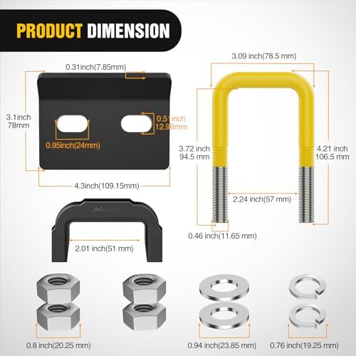 Nilight Trailer Hitch Tightener Anti-Rattle Yellow U-Bolt - Image 2