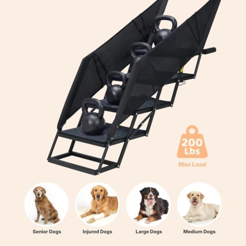 Veehoo Foldable Dog Steps for Car Truck, Large Dogs Stairs - Image 4