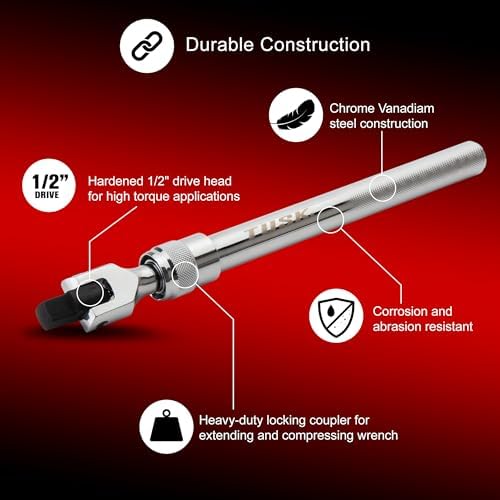 TUSK Extendable UTV Lug Wrench Kit – 11–17″ Telescoping ½″ Drive Swivel Head + - Image 3