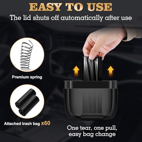 2 Pack Car Trash Can with Lid, Built-in Storage Garbage Bag - Image 4