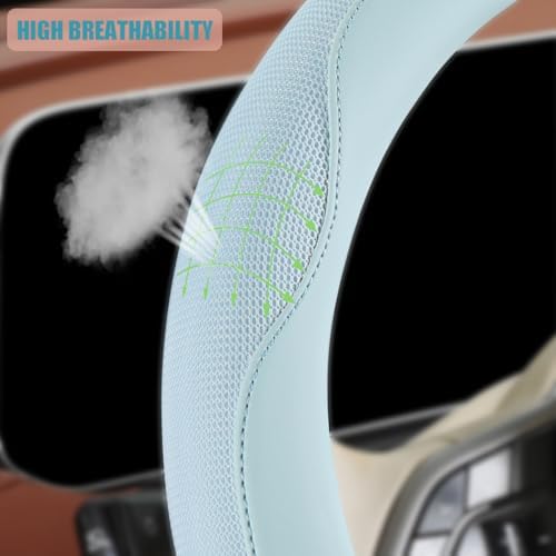 Nappa Leather Blue Steering Wheel Cover Large 16 inch - Image 3