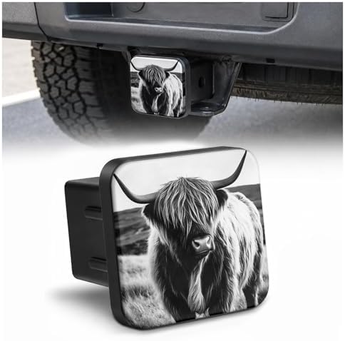 Hitch Cover Receiver Tube Hitch Plug Hairy Highland Cow, Tool-Free Install Tow by Unknown