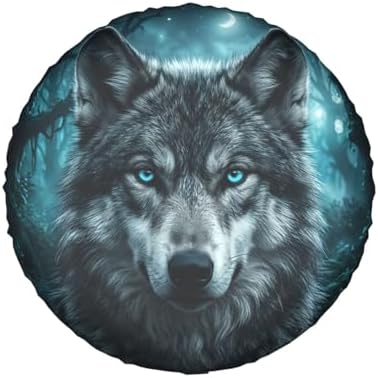 Mystic Blue-Eyed Wolf Spare Tire Cover - Image 2