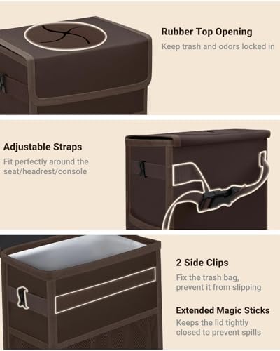 Capolo Car Trash Can with Lid, Leakproof Car Garbage Can - Image 3