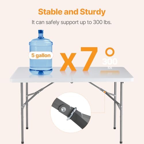 NEWBULIG 4 FT Foldable Table Easy to Fold and Store, Folding Picnic Table - Image 7