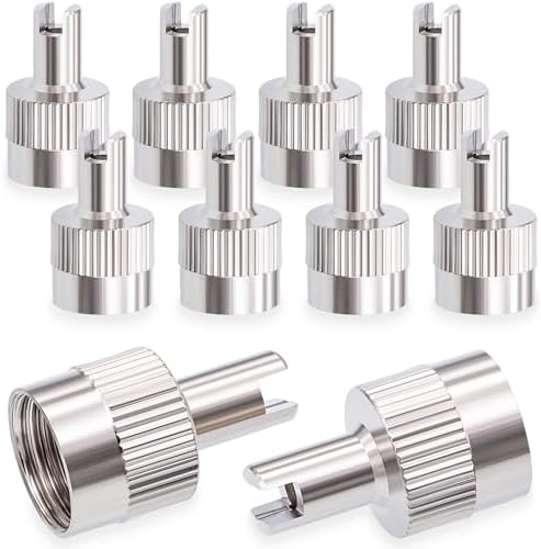 10PCS Tire Valve Stem Caps, Nickel Brass Slotted Slot Valve Stem Caps by MEAJOO