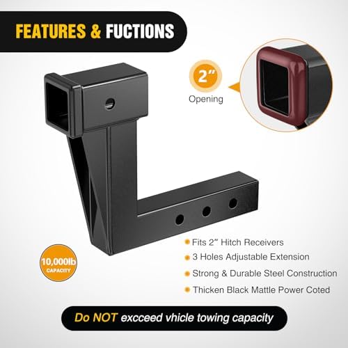 Nilight Trailer Hitch Extension Riser 8 Inch Rise Drop - Image 5