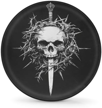 White Skull Art Spare Tire Cover Dust-Proof Wheel Protector by Unknown