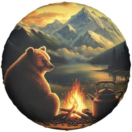 Bear Campfire Moutain Universal Spare Tire Cover, 17 Inch, Cute Waterproof by Unknown