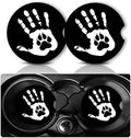 2Pack Handprints and Dog Paw Car Cup Holder Coaster Neoprene Car Coasters by YGQZYYQ