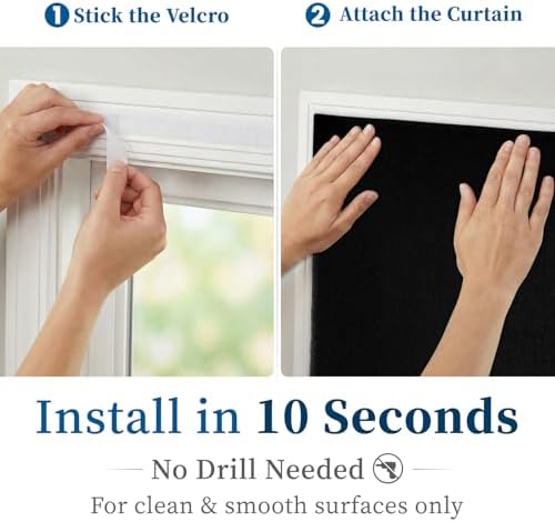 100% Blackout French Door Curtains, Room Darkening Shades Small Window Curtain - Image 3