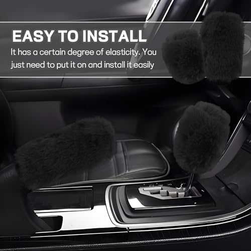 Hovom 2PCS Fluffy Car Gear Shift Knob Cover & Handbrake Cover - Image 5