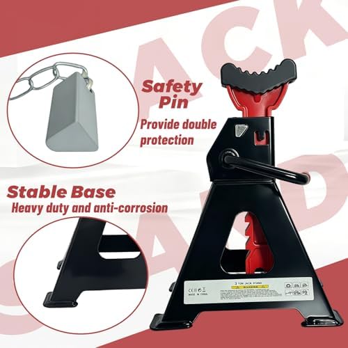 HENBOW Jack Stands, 3 Ton Capacity Black, 1 Pair - Image 4
