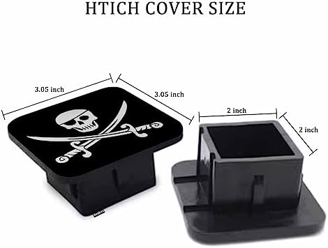 Trailer Hitch Cover for 2" Receivers Jolly Roger Pirate Flag, Skull - Image 2