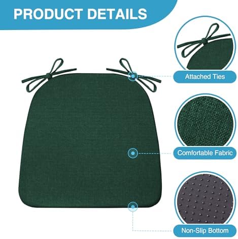 IASEAHK Chair Cushions for Dining Chairs Set of 4, Non Slip Kitchen Chair Pads - Image 2