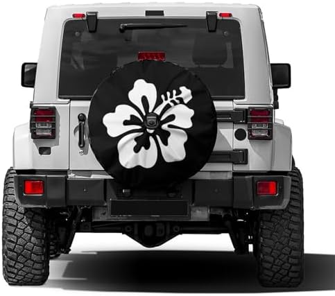 White Hibiscus Flower Spare Tire Cover by Foruidea