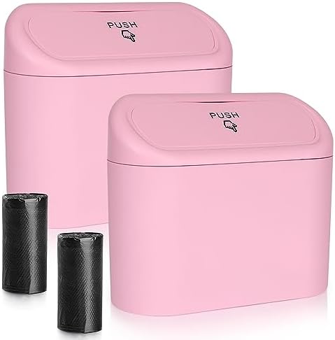 Accmor Car Trash Can with Lid, 2 Pack Pink Mini Vehicle Trash Bin Dustbin by Accmor