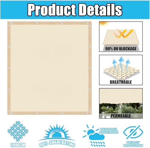Amagenix 90% Pergola Shade Cover 7' X 9' Sun Shade Cloth - Image 3