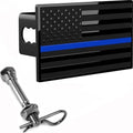 USA Metal Flag Hitch Cover Fits 2" Receivers Black & Black by AutoAccessores