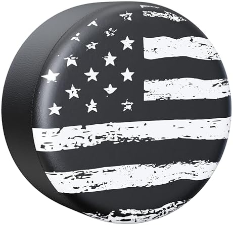 Moonet 17" American Flag Spare Tire Cover Black-White by Moonet