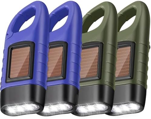 Mudder 4 Pack Hand Crank Solar Flashlight LED Emergency by Mudder