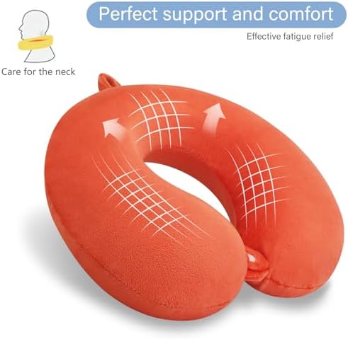 Orange Memory Foam Velvet Travel Neck Pillow - Image 4