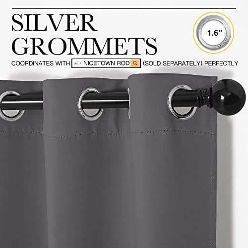 NICETOWN Grey Blackout Grommet Curtains - Image 3