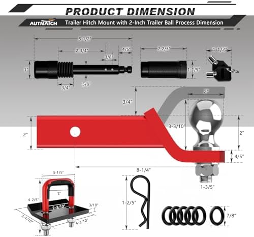 AUTMATCH Trailer Hitch Ball Mount - Image 3