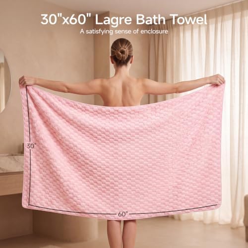 REDKISS Charcoal Gray Pink Microfiber Bath Towels Large, 2 Pack - Image 5