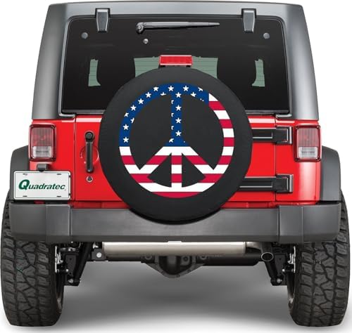 Quadratec Spare Tire Cover, Patriotic American Flag Peace Sign by Quadratec