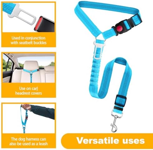 2-Pack Dog Car Seat Belt, 3-in-1 Headrest-Mounted Dog Seatbelt - Image 3