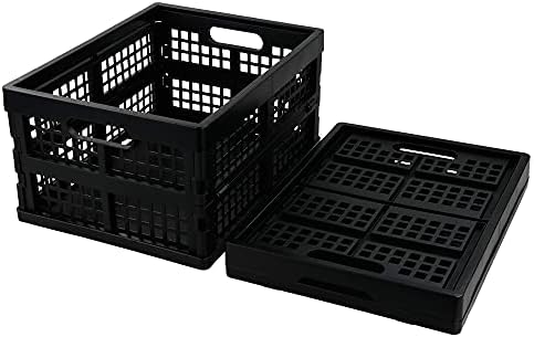 Saedy 16 L Black Folding Storage Crate, 2 Packs Plastic Collapsible Crates - Image 7