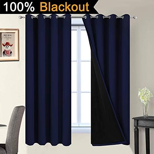 Yakamok Navy Blue 100% Blackout Curtains 63 Inches Long 52" Wide, 2 Panels - Image 2