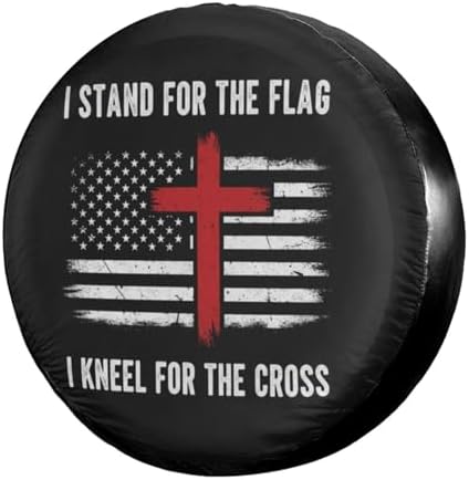 I Stand for The Flag, Kneel for The Cross Spare Tire Cover Dust-Proof Wheel by Foruidea