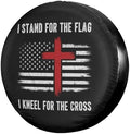 I Stand for The Flag, Kneel for The Cross Spare Tire Cover Dust-Proof Wheel by Foruidea