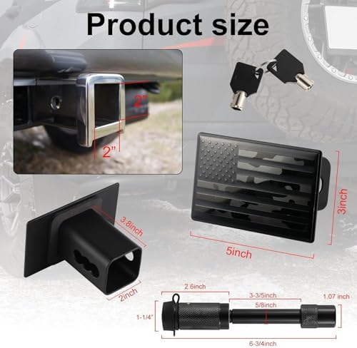 SINGARO Heavy American Flag Metal Trailer Hitch Cover - Image 2