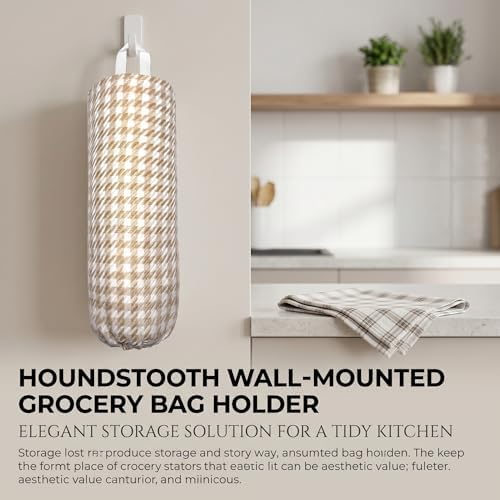 Plastic Bag Holder, Wall Mount Grocery Bag Dispenser, Yarn-dyed Houndstooth - Image 5
