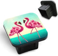 Flamingo Trailer Hitch Cover Two Cute Pink Birds On The Beach Green Sea Sky by Unknown
