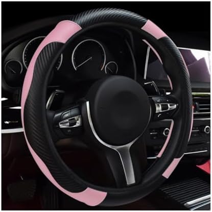 povtii Car Steering Wheel Cover, 15 Inch Leather Breathable Auto Steering Wheel by povtii