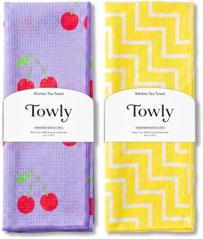 Kitchen Towels Set of 2, Double-Sided 16x28 Microfiber Waffle Weave Dish Towels by Unknown