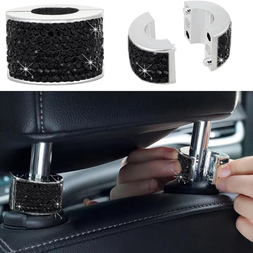 4PCS Crystal Rhinestone Bling Car Headrest Collars, Automotive Magnetic - Image 4