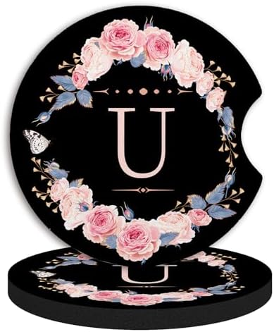 2pcs Letter U Car Coasters, Absorbent Universal neoprener Cup Holder Coasters by Unknown