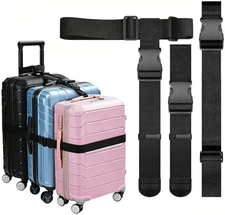 3 Packs Luggage Straps for Suitcases, 2 Connector Straps & Elastic Strap by BILIONE