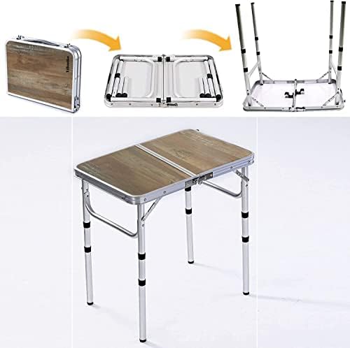 YihuiKo Small Folding Table, Adjustable Height Portable Picnic Table - Image 5