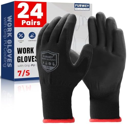 FURWEY Work Gloves, 16/32Pairs Nitrile, Seamless Nylon Knit by FURWEY