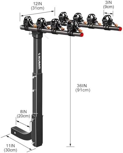 IKURAM R 4 Bike Hitch Mount Foldable Bicycle Carrier, Fits 2" Receiver - Image 2