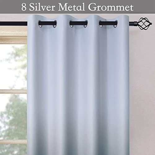 SimpleHome Ombre Gradient Navy Blue White to Gray Curtains Bedroom - Image 3