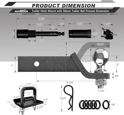 AUTMATCH Trailer Hitch Ball Mount - Image 3