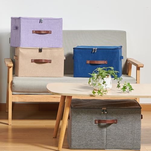 Storage Bins with Zipper Lids Decorative Lidded Baskets Boxes - Image 7