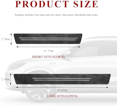 4 PCS Car Door Sill Protector, Anti-Scratch Carbon Fiber Car Door Entry Guards - Image 2